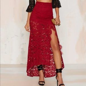 Red lace skirt
